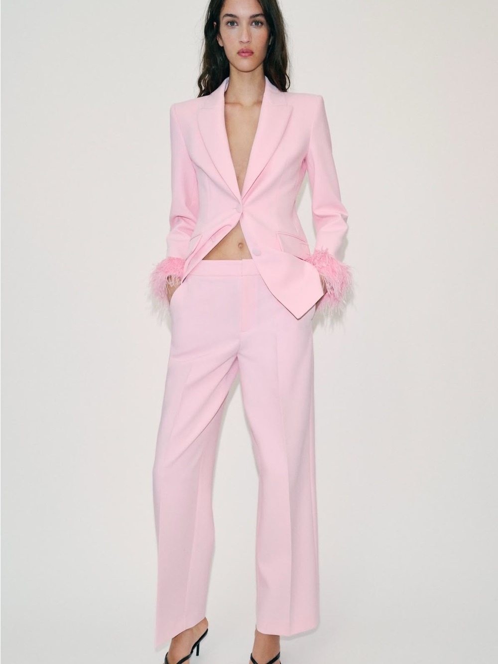 ZARA BNWT LOW-RISE STRAIGHT LEG PANTS. PINK 2530/593/620 - Picture 1 of 7